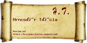 Hrncsár Tácia névjegykártya